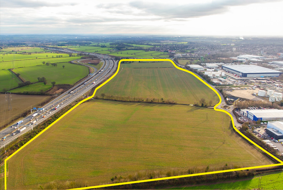 Photo of land of The Crown Estate, with a boundary clearly defined by a yellow line