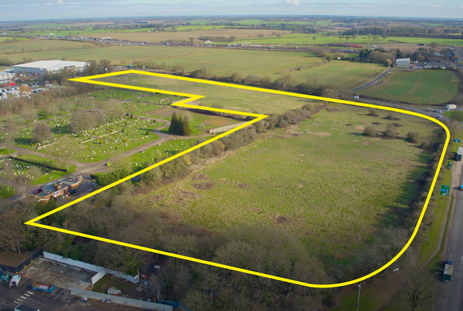 Photo of Maylands Gateway land, with a boundary clearly defined by a yellow line